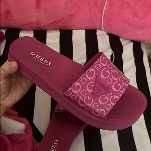 Guess Pink Monogram Sandals